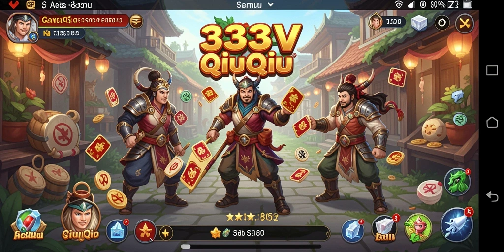 Tangkapan layar permainan QiuQiu dengan grafis menarik.