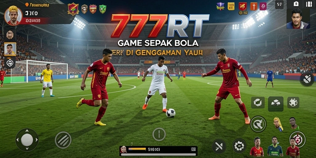 Tangkapan layar menunjukkan aksi bermain sepak bola di 777RT.
