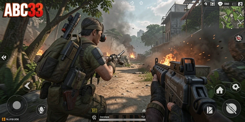 Tangkapan layar gameplay ABC33 menunjukkan aksi menegangkan di medan perang.