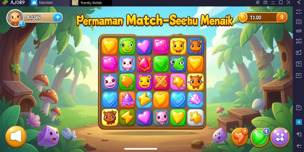 Screenshot utama AJO89 yang menunjukkan keseruan gameplay Match-3.