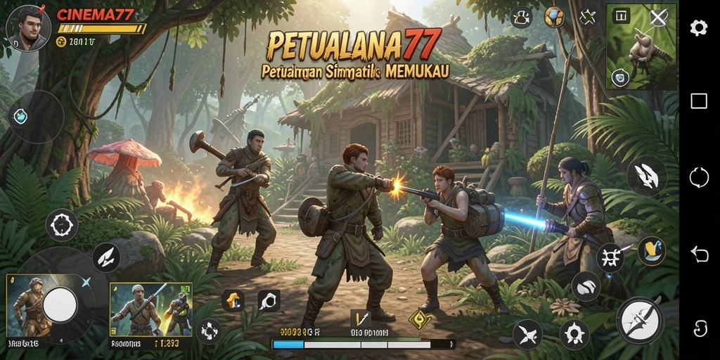 Screenshot gameplay CINEMA77 saat menjelajahi dunia petualangan.