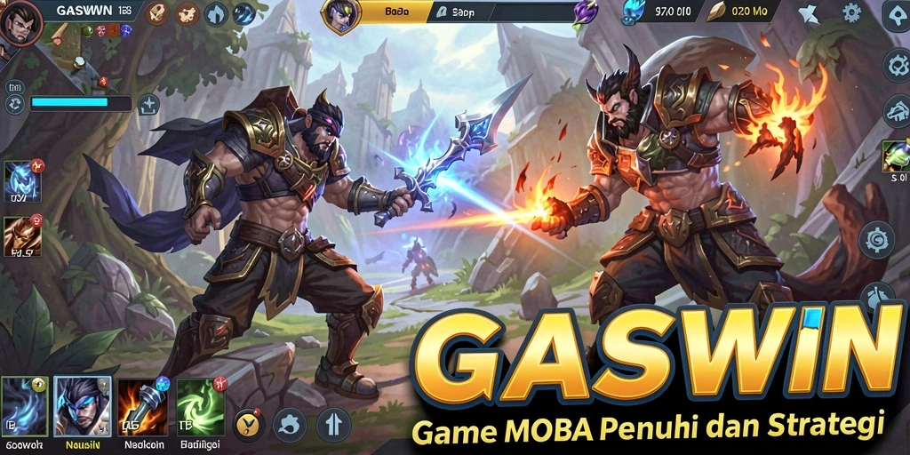 Gameplay seru GASWIN dalam pertarungan MOBA.