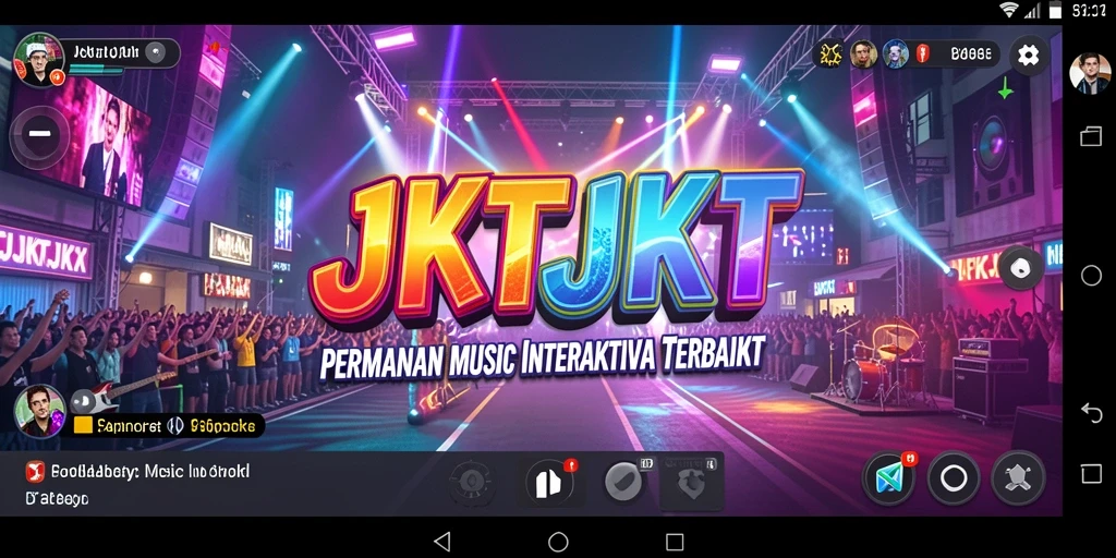 Tangkapan layar gameplay JKTJKT menampilkan aksi bermain musik yang dinamis.