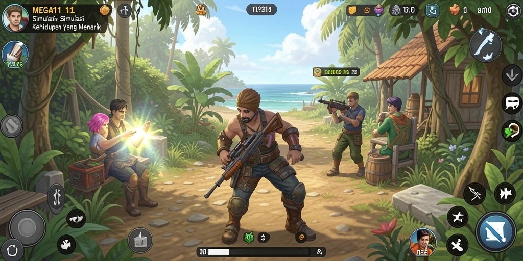 Screenshot menunjukkan gameplay interaktif dari MEGA111.