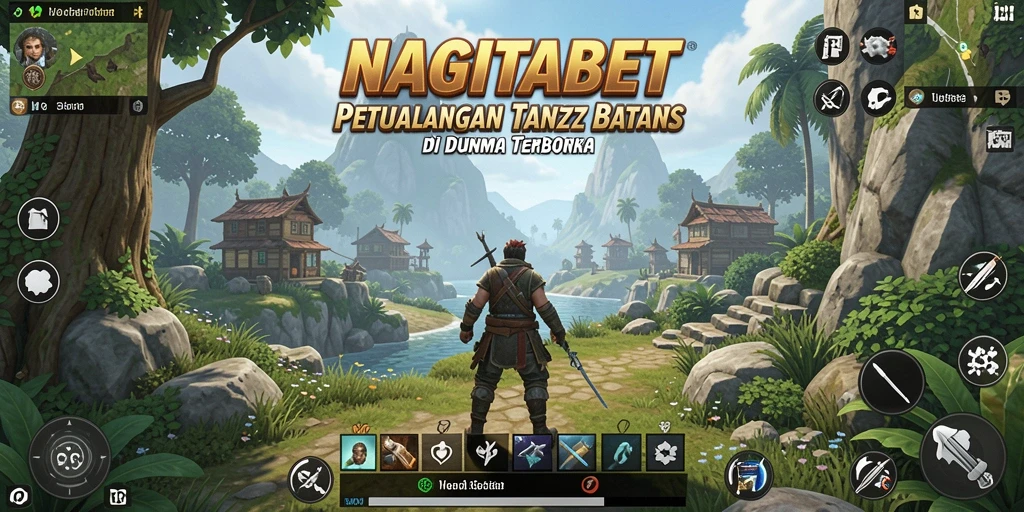 Screenshot menunjukkan pemain menjelajahi dunia NAGITABET yang luas.