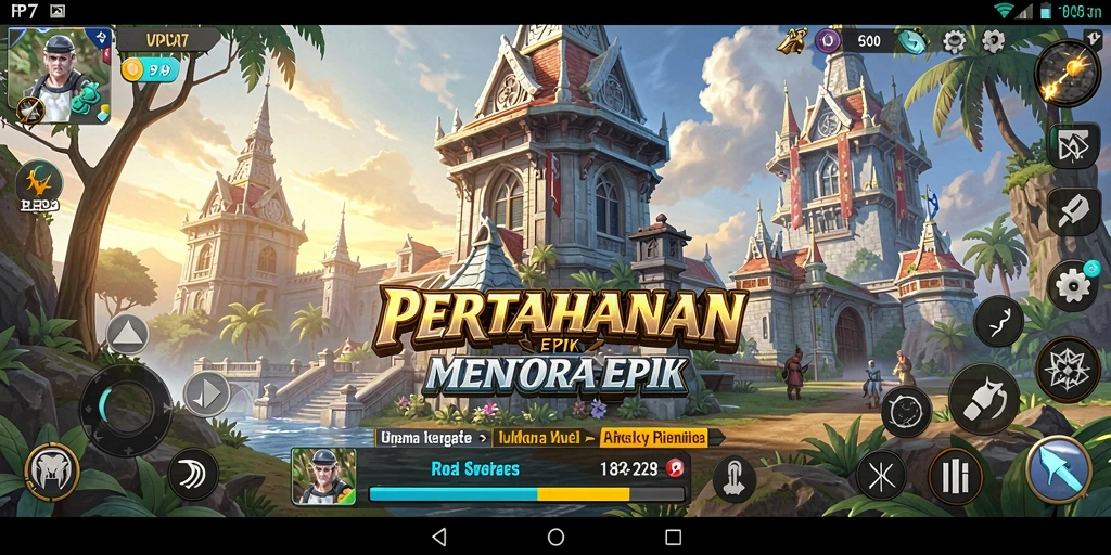 Tangkapan layar gameplay PP7 dengan menara dan musuh beraksi.