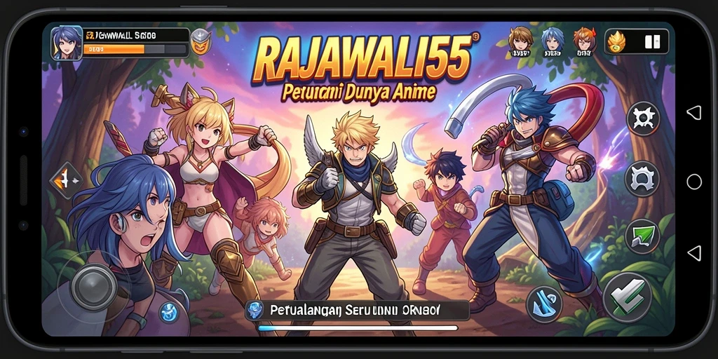 Screenshot menampilkan karakter anime yang sedang bertarung dalam RAJAWALI55.