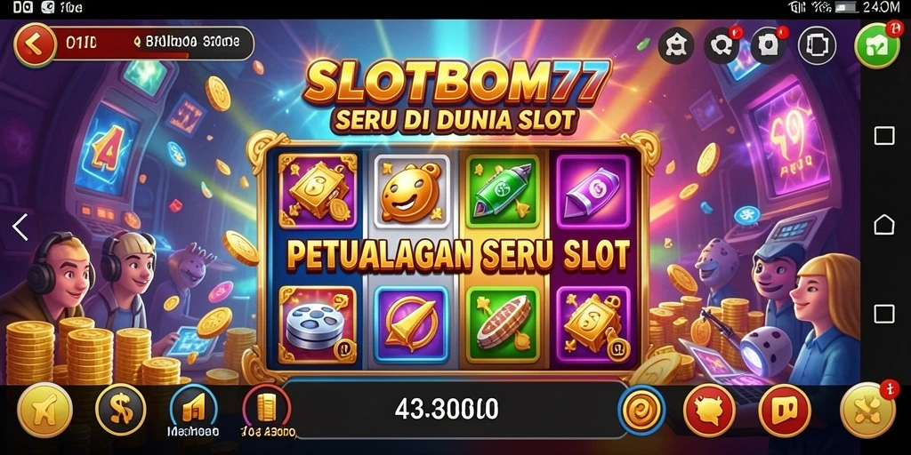 Tampilan gameplay SLOTBOM77 yang menarik dengan elemen petualangan.