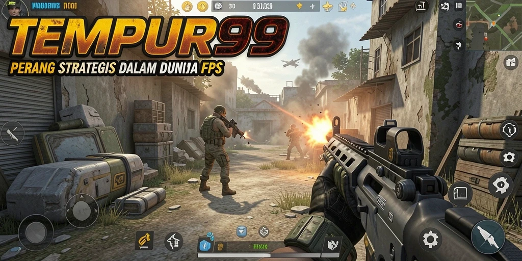 Tampilkan gameplay intens dari TEMPUR99 dalam pertempuran FPS.
