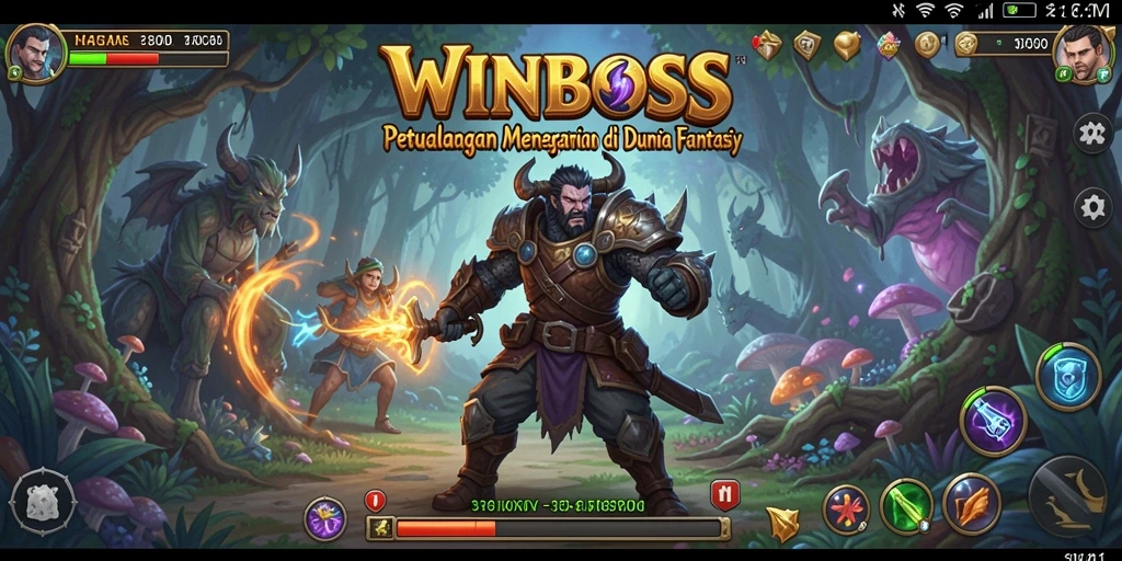 Tangkapan layar permainan <strong>WINBOSS</strong> menampilkan aksi menegangkan di dunia fantasi.